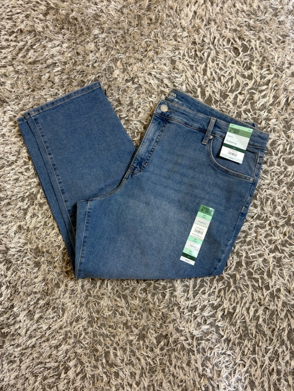 Terra & Sky Womens Plus Size High Rise Straight Leg Jeans 20W Petite NWT Stretch